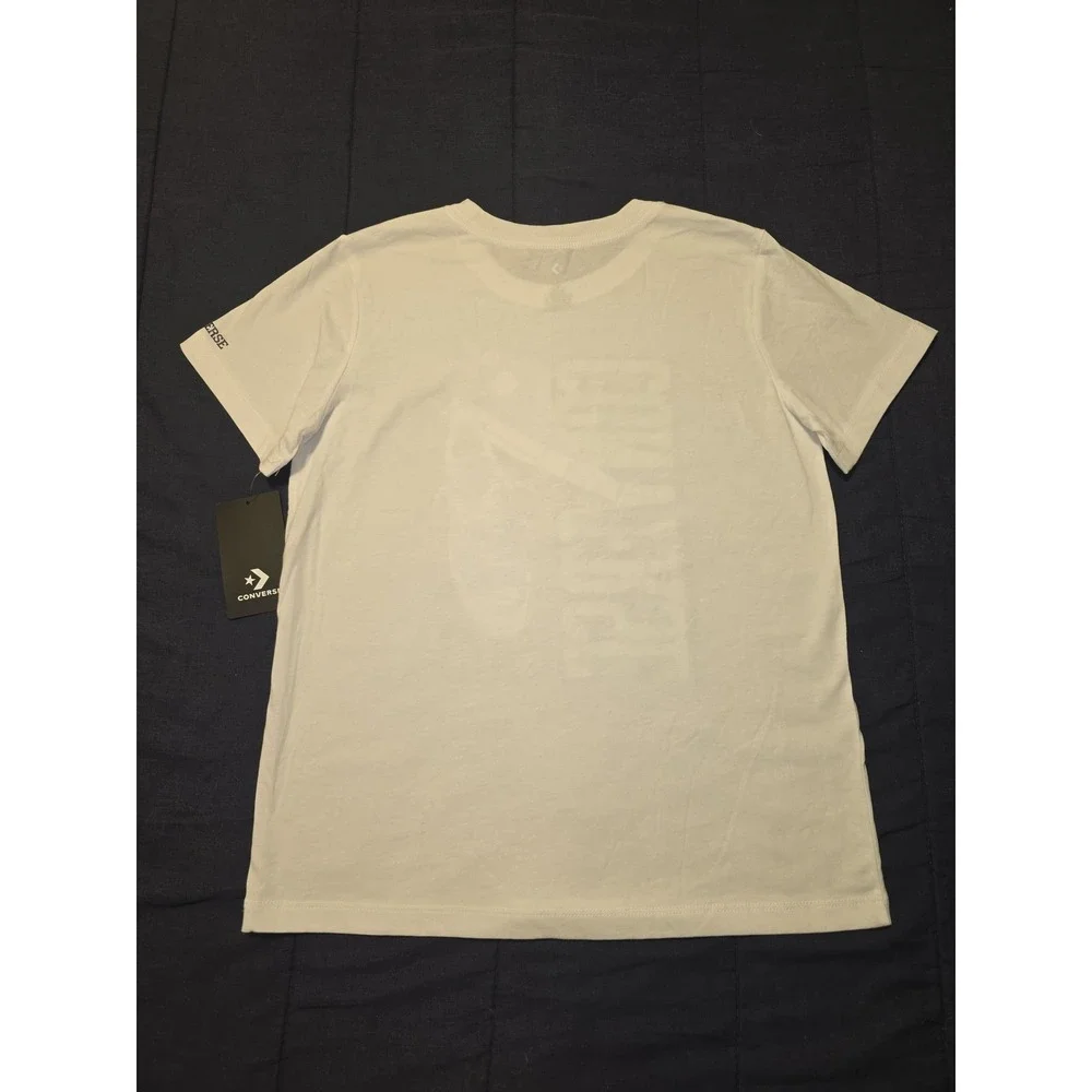 Converse Girls White Short Sleeve Graphic T-Shirt 1908 Sneaker XL 4MH373-001